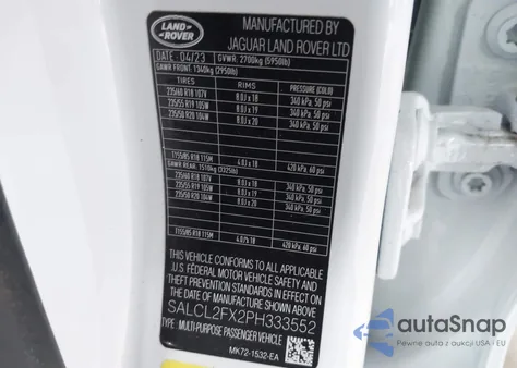 2023 Land Rover Discovery Sport Se R-Dynamic из США, поврежденный, VIN SALCL2FX2PH333552